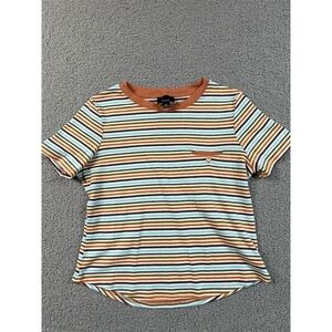 LUMIERE Women's Striped Crew Neck T-Shirt Multicolor Size M round hem